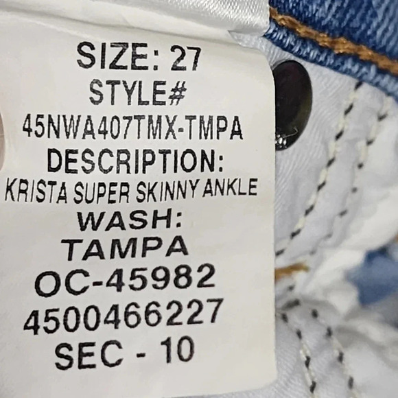 Women's Hudson Distressed Ankle Krista Super Skinny in Tampa Wash Size 27 - Picture 11 of 11